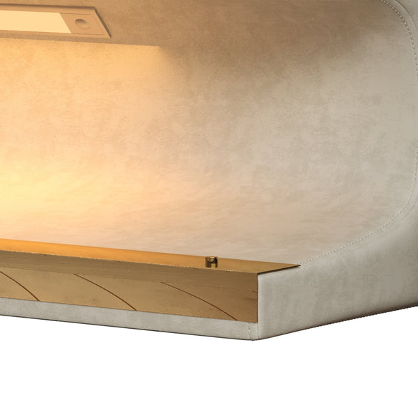 English Elm Entryway Leather Upholstered Bench with Motion-Sensing LED Light, Metal Legs, Modern Minimalist Design Beige W2361P178944