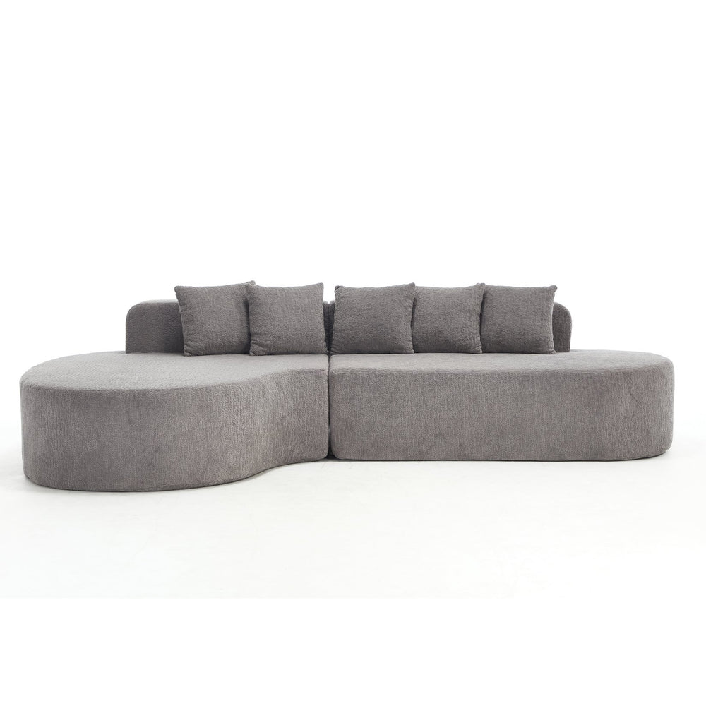 English Elm 110.2" Boneless Couches Sectional Curved L-Shape Sofa with Deep Seat, 5 Pillows, Chenille Flannelette Comfort W1249S00010