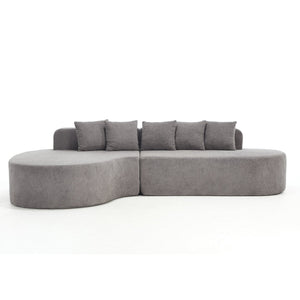 English Elm 110.2" Boneless Couches Sectional Curved L-Shape Sofa with Deep Seat, 5 Pillows, Chenille Flannelette Comfort W1249S00010