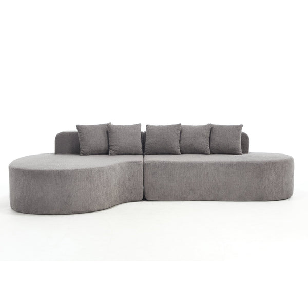 English Elm 110.2" Boneless Couches Sectional Curved L-Shape Sofa with Deep Seat, 5 Pillows, Chenille Flannelette Comfort W1249S00010