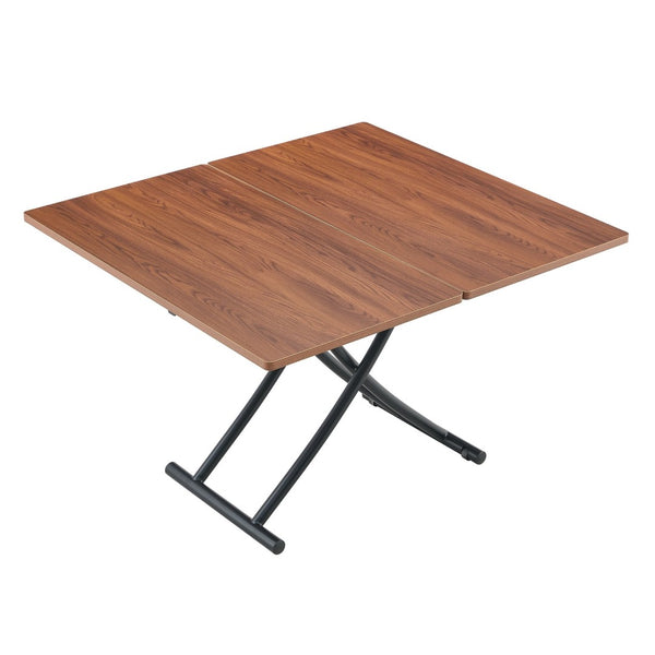 English Elm Modern Adjustable Lift Table Walnut Grain Mdf Top Slim Metal Legs Home Office Use Black + Dark Walnut W1151P303874