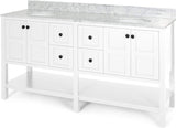 Christopher Knight Home® - Noble House - - 73'' Bathroom Vanity With Marble Top & Double Ceramic Sinks, 4 Doors, 4 Drawers, Open Shelf, White