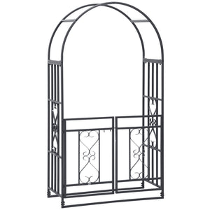 English Elm Outsunny 81" Metal Garden Arbor With Locking Double Doors, Elegant Heart Motifs For Weddings & Events W2225P174401-GIGA