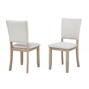 English Elm Light Oak Wood Dining Chairs Set of 2 with Beige Upholstered Soft Cushions, Coastal-Modern Comfort Design B011P373679