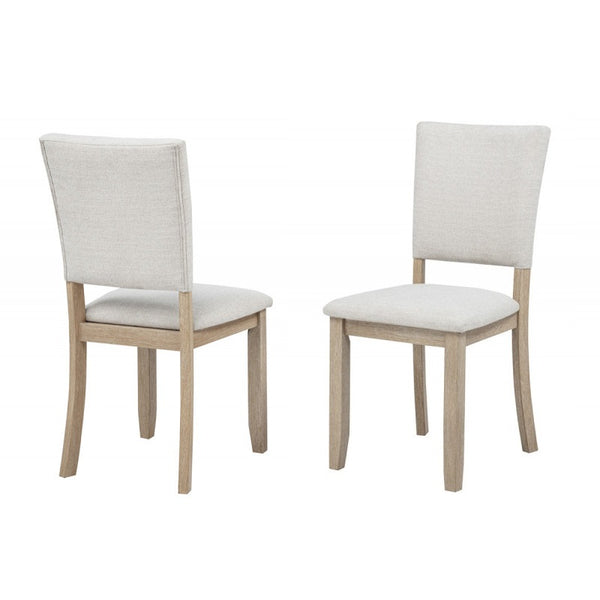 English Elm Light Oak Wood Dining Chairs Set of 2 with Beige Upholstered Soft Cushions, Coastal-Modern Comfort Design B011P373679