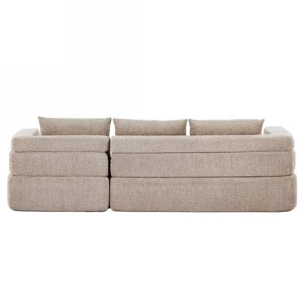 English Elm 106" L-shaped Sectional Sofa Modular Chaise Lounge Neutral Fabric Living Room Almond N771P396321V_N771P396322V