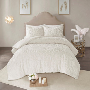 English Elm 3-Piece Tufted Cotton Chenille Medallion Comforter Set Full/Queen - Boho Shabby Chic OEKO-TEX Certified, All-Season Comfort Off White 23.62 L x 19.29 W x 11.81 H B03597074