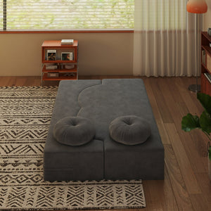 English Elm Modern Corduroy Folding Floor Sofa Sleeper with Foam Fill for Studio Bedroom Guests Antique Gray W2353P379625