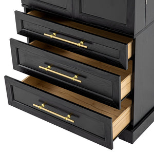 English Elm K&k Farmhouse Pantry Cabinet Tall Freestanding Kitchen Storage with Drawers Shelves Black N707P356569B