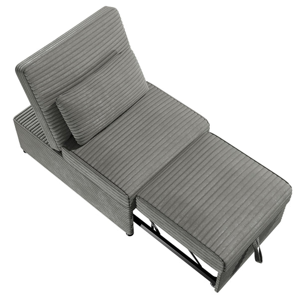 English Elm Contemporary Cozy Convertible Sleeper Sofa Chair with Tufted Corduroy Seat, Pull-Out Bed & Pillow Included Smoke 32 L x 16.5 W x 44 H B011P281838