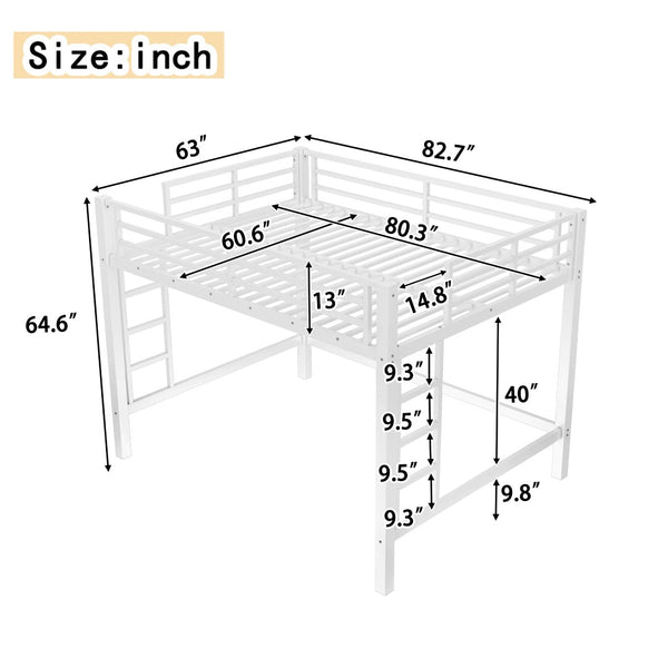 English Elm Twin Xl Solid Pine Loft Bed with Built-in Led Lighting and Storage Shelves W1580S00570