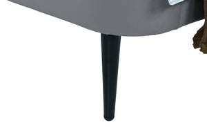English Elm Twin Velvet Upholstered Bed with Arched Headboard and Sleek Metal Legs for Bedroom Grey+Black B365S00154
