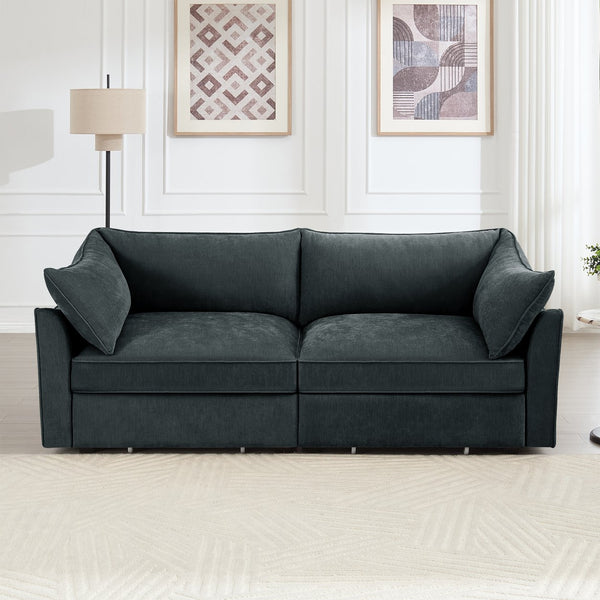 English Elm 2 Seater Sofa With Hidden Storage, Crescent Armrests, Durable Chenille - Perfect For Small Spaces! W3041S00192