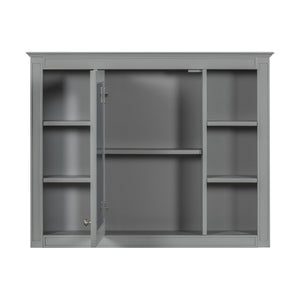 English Elm 36'' Modern Bathroom Vanity Set With Mirror, 2 Soft-Close Drawers, & 6 Open Shelves For Storage N710S236006E