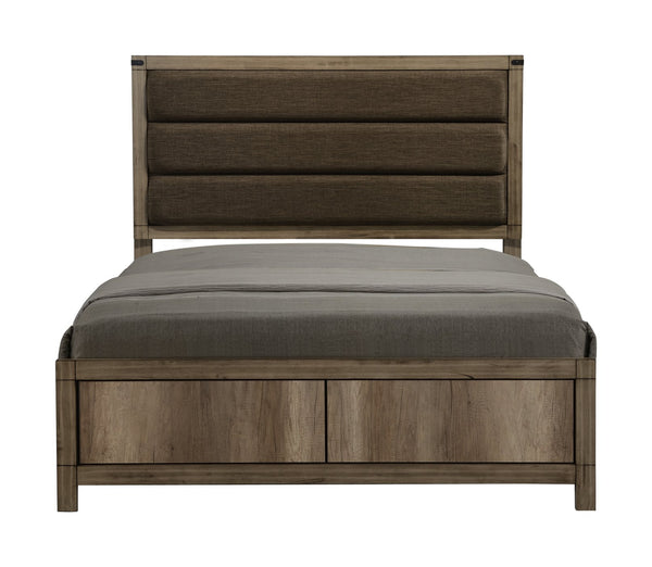 English Elm 1Pc Contemporary Low-Profile Upholstered Full Bed With Geometric Vertical Channels In Weathered Gray B2741S00369