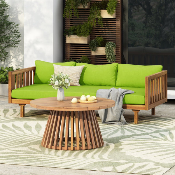 English Elm Christopher Knight Home® - Patio Claremont 3-Seater Daybed & Acacia Wood Coffee Table Set For Stylish Outdoor Comfort P1 N770P234486T_66327.00GRN-GIGA