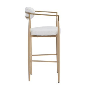 English Elm Christopher Knight Home® - Barstools Set Of 2 - Chic Beige Upholstered Bar Stools With Back, Natural Wood & Iron Legs, 260Lbs Capacity N779P248198N