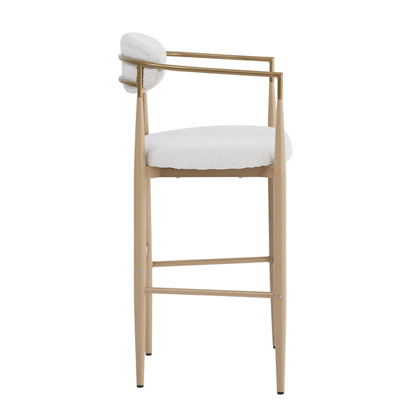 English Elm Christopher Knight Home® - Barstools Set Of 2 - Chic Beige Upholstered Bar Stools With Back, Natural Wood & Iron Legs, 260Lbs Capacity N779P248198N
