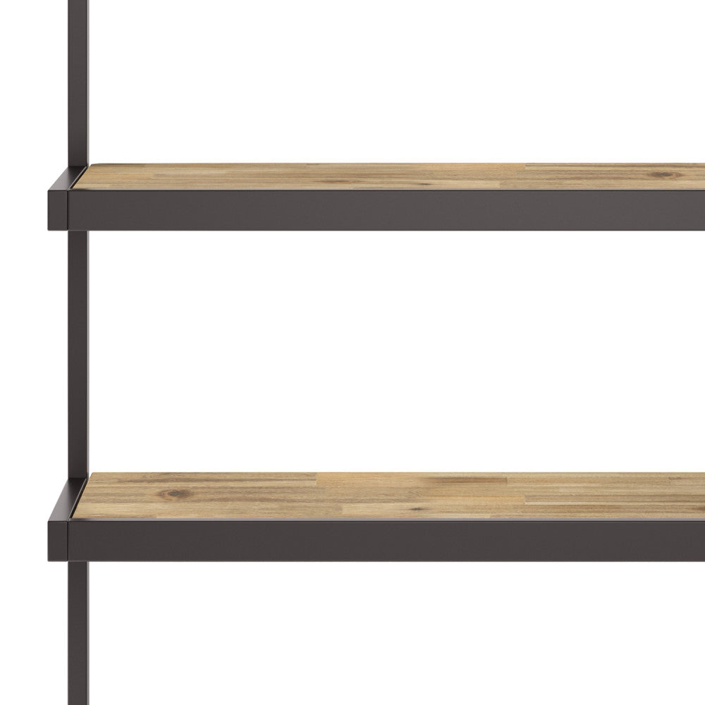 English Elm Erina Solid Acacia Bookcase with Distressed Charcoal Finish, 4 Open Shelves & Industrial Metal Frame Light Brown B136P158621