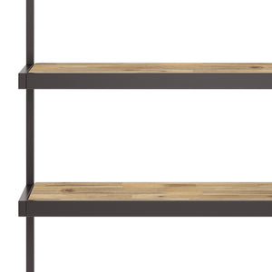 English Elm Erina Solid Acacia Bookcase with Distressed Charcoal Finish, 4 Open Shelves & Industrial Metal Frame Light Brown B136P158621