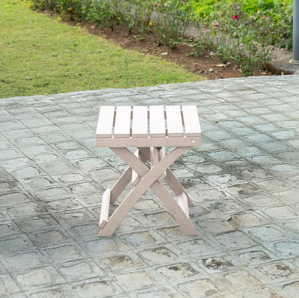English Elm Seaview Recycled Hdpe Outdoor Folding Side Table Uv Resistant Patio Deck Use Ivory B2745P409719