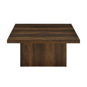 English Elm Square Engineered Wood Accent Table with Sculptural Pedestal Base for Modern Living Rooms B016P473296
