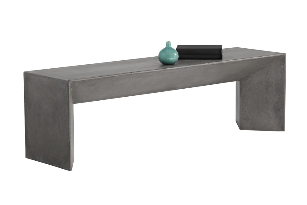 Sunpan Nomad Bench - Elegant Concrete Design with Unique Textures for Indoor and Outdoor Spaces, 55.75"W Grey