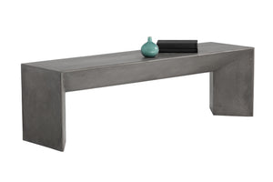 Sunpan Nomad Bench - Elegant Concrete Design with Unique Textures for Indoor and Outdoor Spaces, 55.75"W Grey