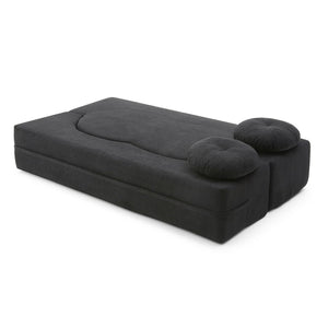English Elm 2-in-1 Folding Floor Sofa Foam Sleeper Twin Futon Couch for Compact Living Spaces Black W1117P419837