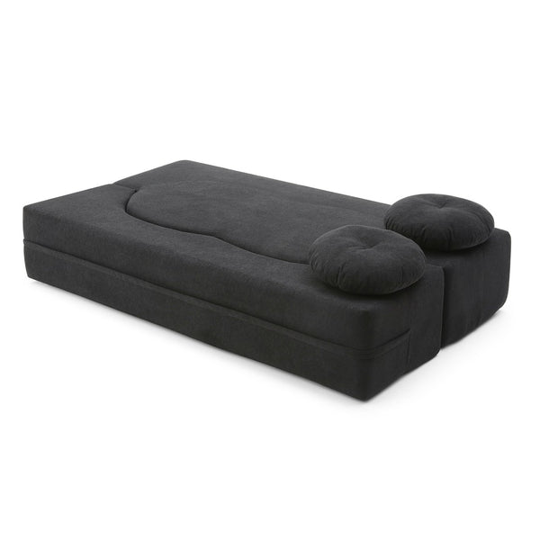 English Elm 2-in-1 Folding Floor Sofa Foam Sleeper Twin Futon Couch for Compact Living Spaces Black W1117P419837