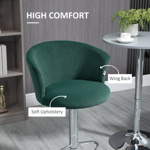 English Elm Homcom Adjustable Velvet Bar Stools Set Of 2, Swivel Counter Height Stools For Dining Comfort In Dark Green W2225P217147