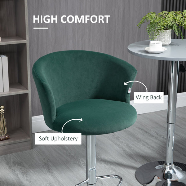English Elm Homcom Adjustable Velvet Bar Stools Set Of 2, Swivel Counter Height Stools For Dining Comfort In Dark Green W2225P217147
