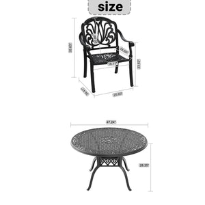 English Elm 5-Piece Durable Cast Aluminum Patio Furniture Set With Brown Cushions For Cozy Outdoor Dining W1710S00133