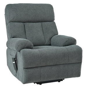 English Elm Oversized Power Lift Recliner Chair with Remote Control, Spacious Fabric Seat and Side Pocket for Comfort and Support Dark Gray W1028P261272