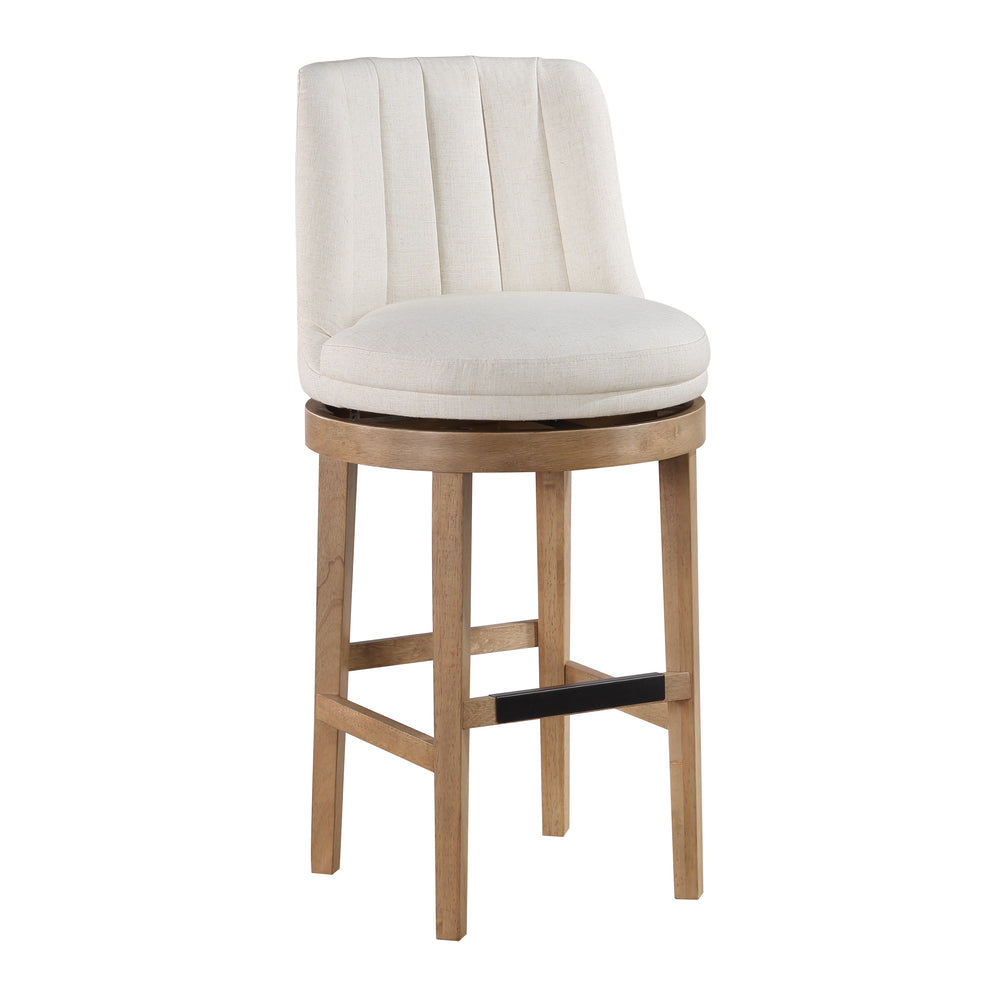 OSP Home Furnishings Rowan - Set of 2 Swivel Barstool Linen/Medium Oak
