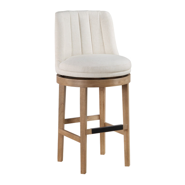 OSP Home Furnishings Rowan - Set of 2 Swivel Barstool Linen/Medium Oak
