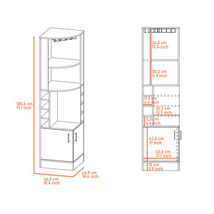 English Elm Seattle Corner Bar Cabinet with 8 Bottle Cubbies, Glass Racks & 2 Open Display Shelves — Modern Elegance B128P176131