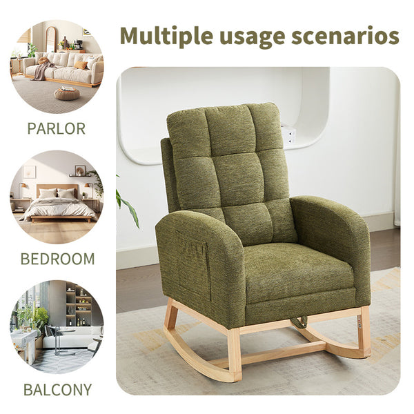 English Elm Modern Accent Rocking Chair With Adjustable Footrest & Side Pocket - Ergonomic Comfort For Living Rooms W2725P276963