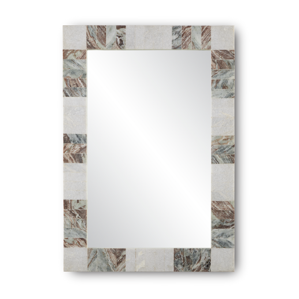 Elena Rectangular Mirror - Artisan White & Toronto Marble Frame, Dual Orientation, Modern Elegance