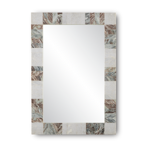 Elena Rectangular Mirror - Artisan White & Toronto Marble Frame, Dual Orientation, Modern Elegance