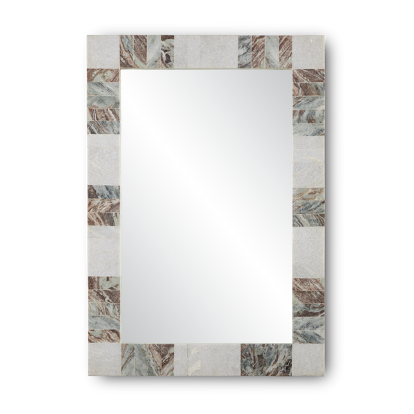 Elena Rectangular Mirror - Artisan White & Toronto Marble Frame, Dual Orientation, Modern Elegance