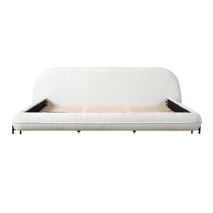 English Elm California King Boucle Platform Bed Curved Sculpted Frame Padded Headboard Bedroom N757C387448W