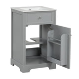 English Elm 20" Bathroom Vanity With Sink, Bathroom Cabinet With Soft Closing Door, Storage Rack and Adjustable Shelve, Grey