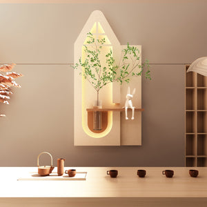 English Elm Adjustable 3D Sandstone Wall Art With Led Lights, Rabbit Figurine & Hydroponic Glass Vase For Home Decor W2700P313032