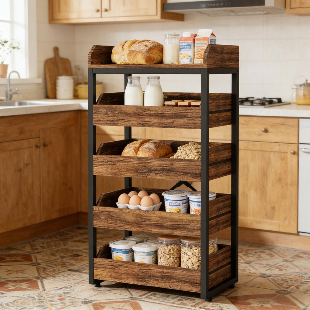 English Elm Compact Six Tier Bookcase with 12 Open Cubes for Slim Vertical Home Office Storage T3971P450803