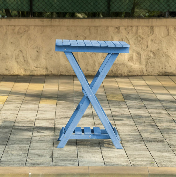 English Elm Summit Ridge Recycled Hdpe Outdoor Folding Bar Table Weather Resistant Eco Patio Blue B2745P409711