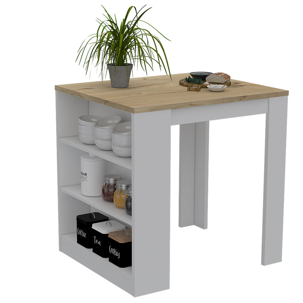 English Elm Alameda Modern Kitchen Island with Three Concealed Drawers, Multicolor Particle Board, 36.2" Top B128S00130