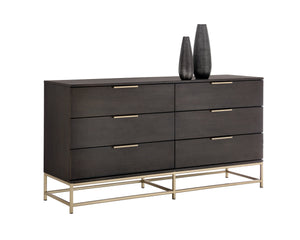 Sunpan Rebel Dresser – Modern Cream Oak Wood Design with 9 Soft Closing Drawers and Elegant Hardware Small - 66W x 19D x 34.25H