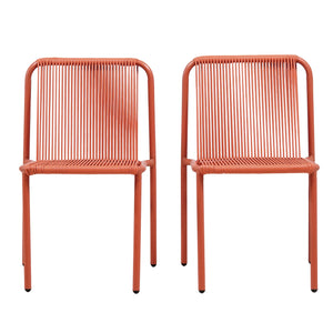 English Elm Christopher Knight Home® - Burgess Weather-Resistant Outdoor Stacking Dining Chair Set of 2 — UV-Proof PE Rattan with Iron Frame Orange 23.75 L x 20.9 W x 19.5 H N776P234186O
