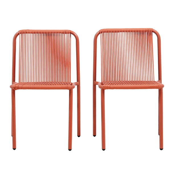 English Elm Christopher Knight Home® - Burgess Weather-Resistant Outdoor Stacking Dining Chair Set of 2 — UV-Proof PE Rattan with Iron Frame Orange 23.75 L x 20.9 W x 19.5 H N776P234186O